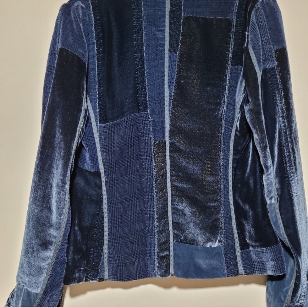 Vintage Gerard Darel Patchwork Silk/Velvet Blazer - Picture 2 of 4